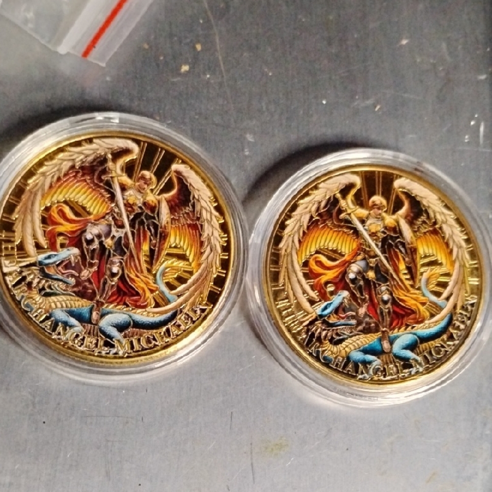 Archangel Michael Collectible Coin Pair in Hard Shell Case(New)